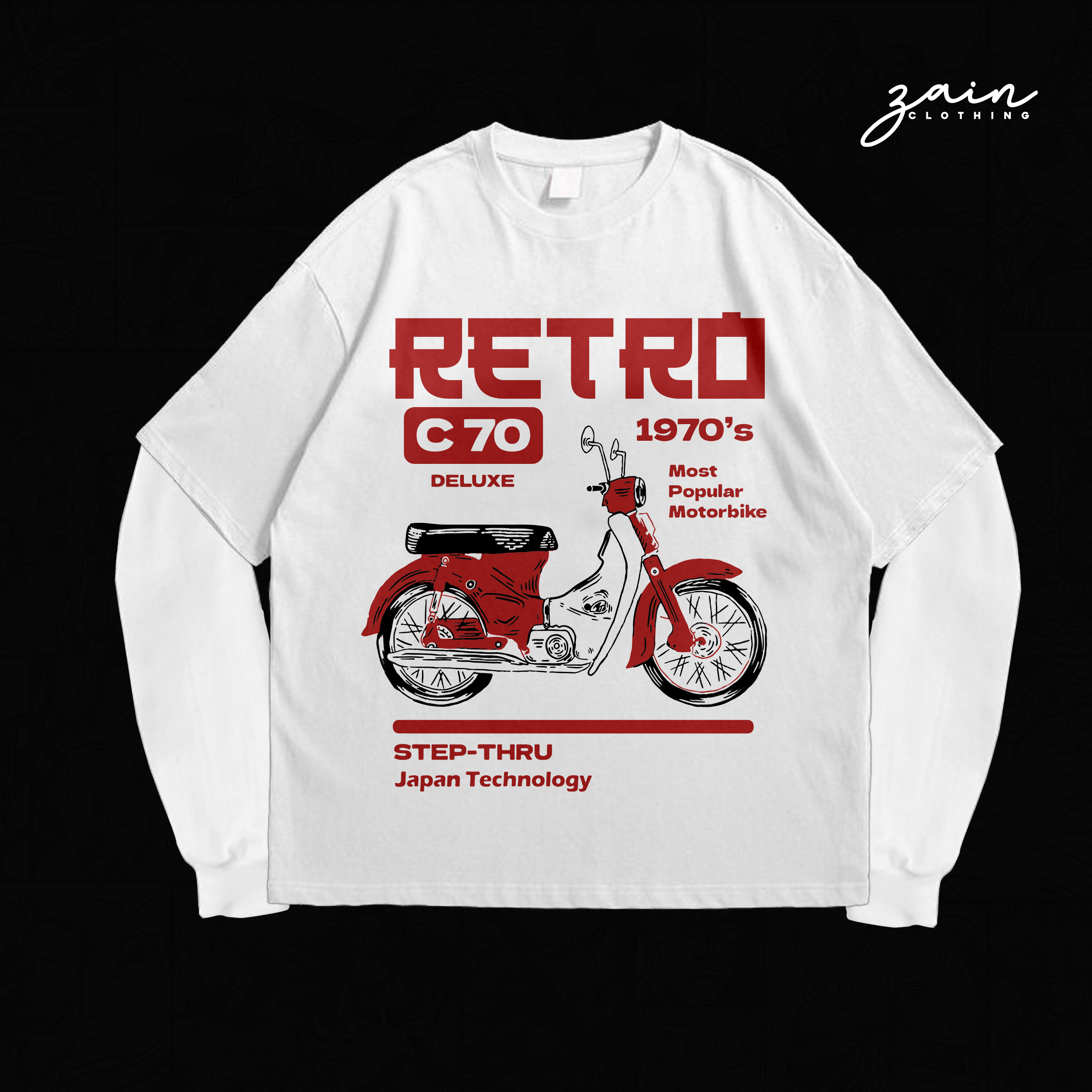 RETRO C-70 DROP SHOULDER FULL SLEEVE TEE [WHITE]